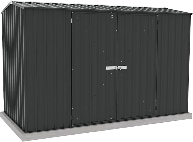 Absco Premier Storage Sheds, 10'x5' Metal Garage, DIY Backyard Shed, Utility Tool Storage, Weather & Wind Resistant Aluminum Panels & Steel Frame, Maintenance-Free, 12 Year Warranty, Monument Gray