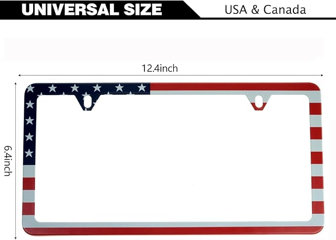 License Plate Frames,2 Packs Front Rear Car Tags,Aluminum Alloy License Plate Cover,No Rust,Water Proof,Wear Resistant,Car Accessories (Colorful USA Flag)