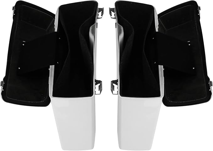 XFMT Motorcycle Saddlebags White Hard Saddle Bags Trunk For Harley Touring Road King Street Glide Road Glide Electra Glide Ultra Classic 1994-2013