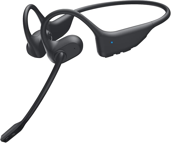 Open Ear Headphones with Mic, Bluetooth Headset with Microphone, Dual Connect Bluetooth 5.3 with AI Noise Cancelling Mic & Mute Function, Wireless Headset for Work, Sports, Drive
