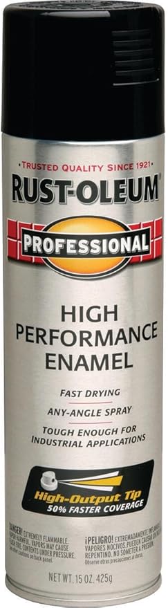 Rust-Oleum 7579838 Professional High Performance Enamel Spray Paint, 15 Oz, Gloss Black