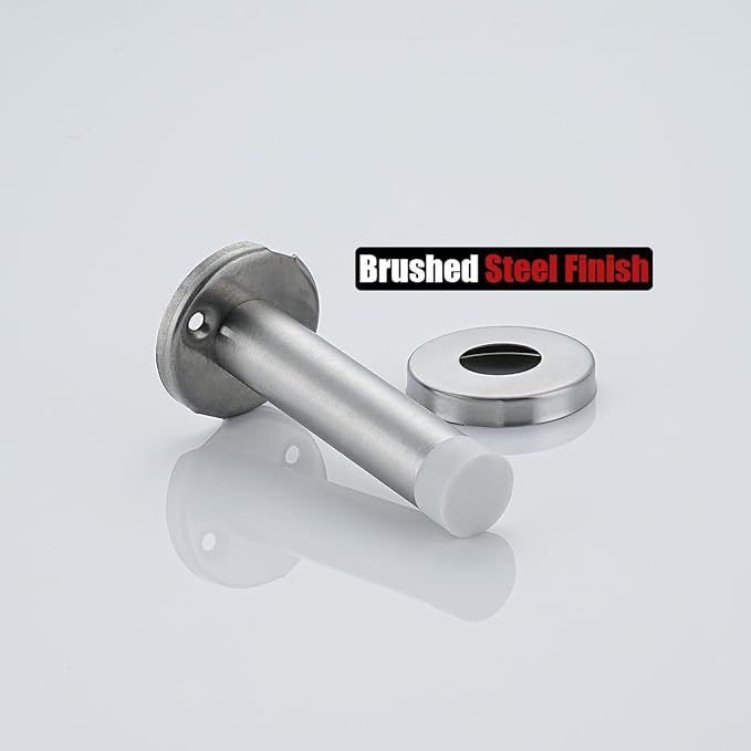 JQK Door Stopper, 304 Stainless Steel Thicken 1mm Sound Dampening Door Stop Bumper Wall Protetor 1 Pack, Brushed, DSB5-WN