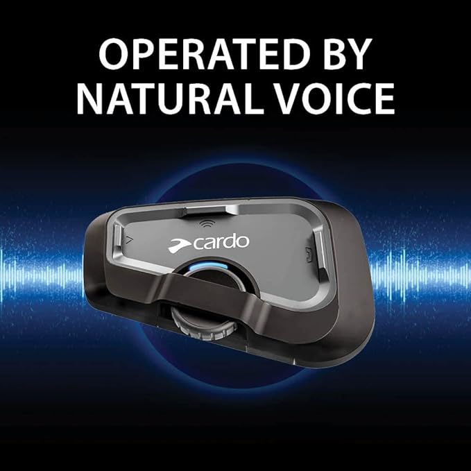 Cardo Systems FREECOM 4X Motorcycle 4-Way Helmet Bluetooth Communication System Headset Intercom, Universal Bluetooth Connectivity, Waterproof, 40mm Speakers - Single Pack