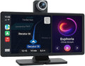 Portable Apple CarPlay & Android Auto – 10.26" Wireless Car Stereo, 4K Dash Cam, 1080P Backup Camera, Voice Control, GPS Navigation, Bluetooth, Mirror Link, Portable Touchscreen Display