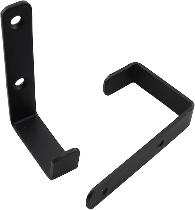 2PCS 82.5x45.5mm Black Metal Wall Mounted 2 Holes J Hook with Screws for Hanging Hat/Clothing/Objects