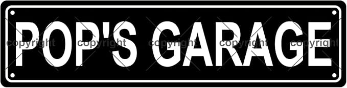 POP'S GARAGE Space Metal Tin Street Sign Bar Cafe Garage Cave Home Room Wall Bathroom Farmhouse Garden Porch Patio Decor, 16 x 4 Inch