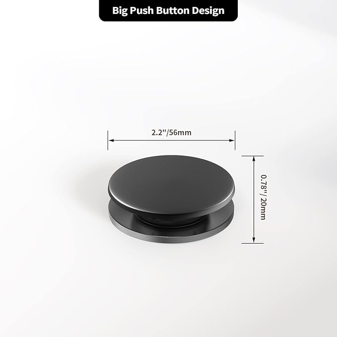 Bathroom Sink Drain with Overflow, PureHome Bathroom Sink Stopper, Pop Up Bathroom Drain Stopper Sink Plug - Engineering Plastic Material - Matte Black