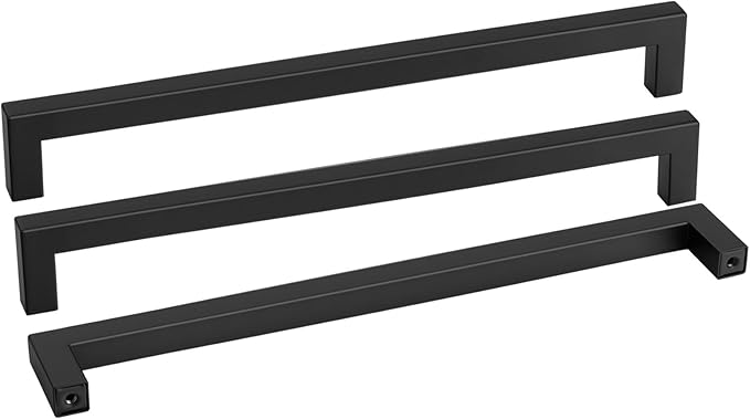 goldenwarm 60 Pack 18INCH Black Cabinet Pulls Kitchen Cabinet Handles-LSJ12BK458 Square Drawer Handle Metal Bathroom Cabinets Hardware 458mm Hole Center