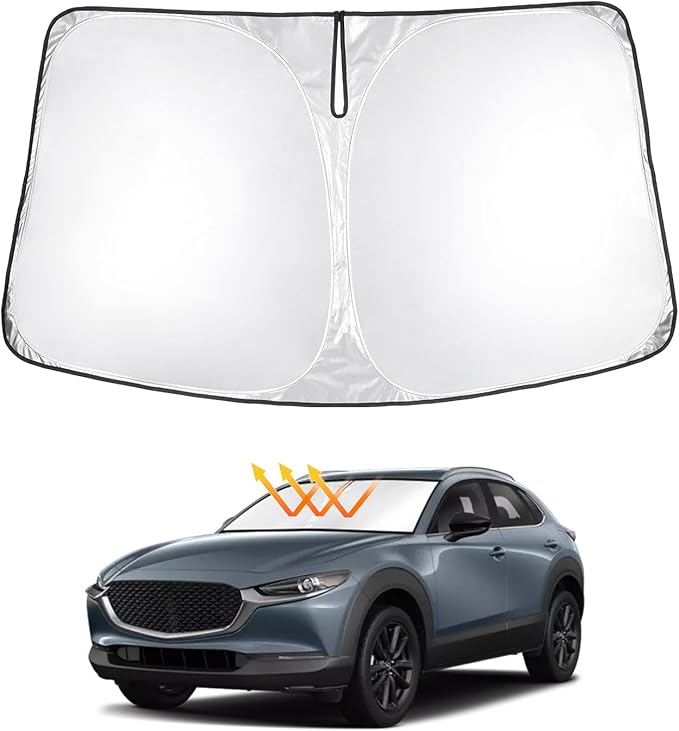 T TGBROS Windshield Sun Shade for Mazda CX-30 2020-2025 Front Window Sunshade Sun Shield Foldable Sun Visor Cover for CX30 Accessories Block Heat and Sun Protection
