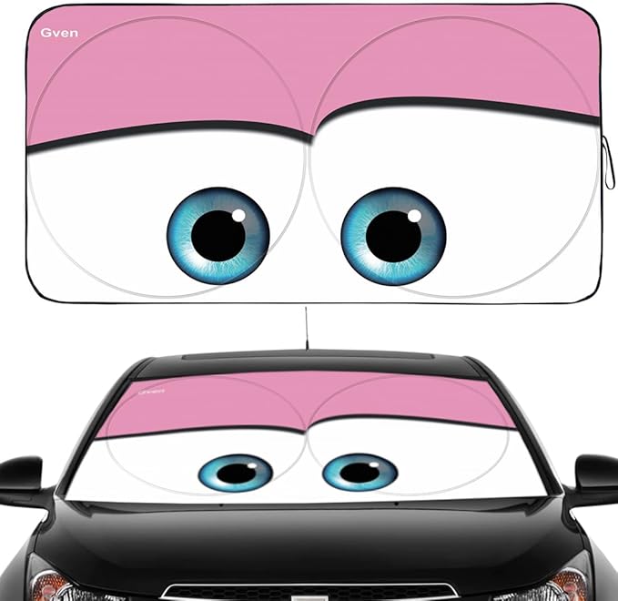 Gven Windshield Sun Shade Truck 2025 Car Accessories for F150 Windshield Cover Sun Shade Automotive Interior Sun Protection Front Window Sun Visor Protector Blocks UV Women Girl Car Decor(Pink, XL)