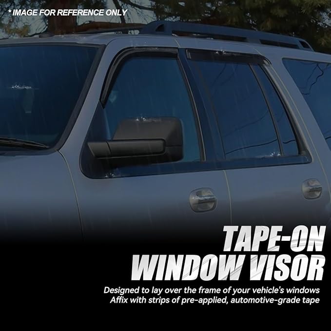 Auto Dynasty Set of 4 Carbon Fiber Pattern Window Visors Compatible with Ford Expedition Lincoln Navigator 1997-2017, Tape-On Rain Guards Shield Vent Shade Deflector Black