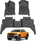 ANBINGO®-Car Mats Custom for Ford Ranger 2024-2019 (SuperCrew Cab) All Weather for Ford Ranger Floor Mats Protection TPE Waterproof Ranger Car Floor Liners, for 2024 Ranger Accessories