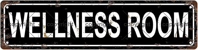 WELLNESS ROOM Space Vintage Metal Tin Street Sign Bar Cafe Garage Cave Home Room Wall Bathroom Farmhouse Garden Porch Patio Decor, 16 x 4 Inch