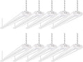 hykolity 10 Pack 4FT Linkable LED Shop Light for Garage, 6500lm, 4FT 60W Utility Light Fixture, 5000K Daylight LED Workbench Bay Lighting with Plug, Hanging or Surface Mount, White - ETL