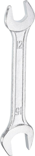 HARFINGTON Double Open End Wrench 12mm x 15mm Metric 15 Degree Offset Angle Small Flat Head Wrench Galvanizing Open Ended Spanner for Automotive Repair Furniture Assembly