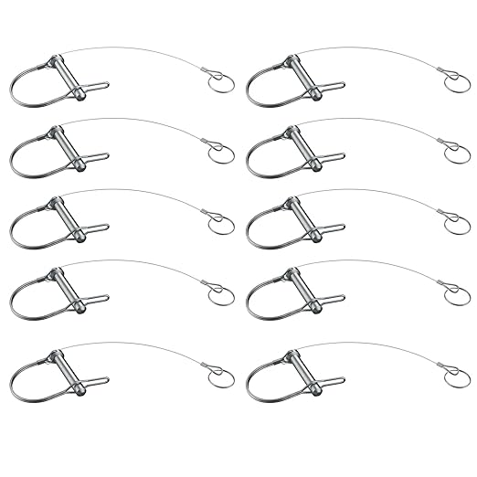 10Pcs Trailer Coupler Pin 5/16x 1-3/4（WxL） Prevents Loss Trailer Hitch Locking Pin with Plastic Coating Tether Steel Quick Release Ring for Shaft Trailer Tongue