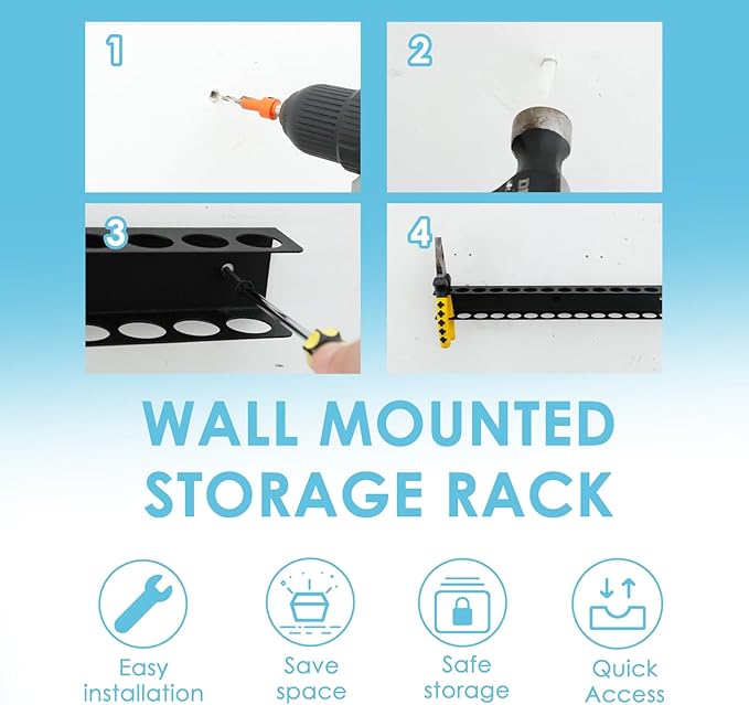 Screwdriver Organizer Wall Mount with 14 Holes, Metal Plier Holder, Utility Tool Holder Organizers and Storage Rack for Garage, Workshop,Workbench,Tool Chest Cart