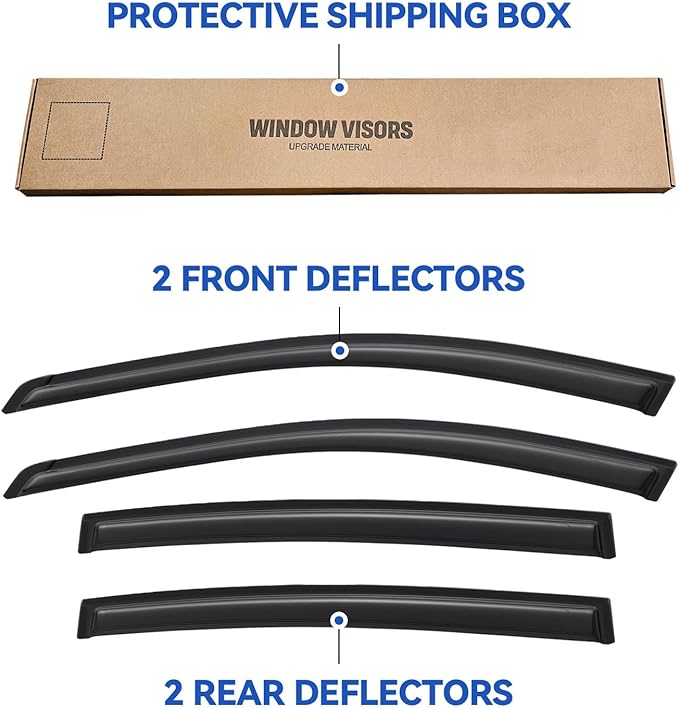 Window Visors Rain Guards for 2002 2003 2004 2005 2006 Nissan Altima, Out-Channel Window Vent Wind Deflectors Visors Shades for 02 03 04 05 06 Nissan Altima