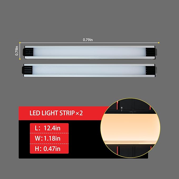 Garage Storage Cabinets System, 6-Pcs Workshop Cabinet Set in Black and Red, Included Steel Cabinets, LED Lights, Wood Panel, Key Locking, Adjustable Door Panels and Legs