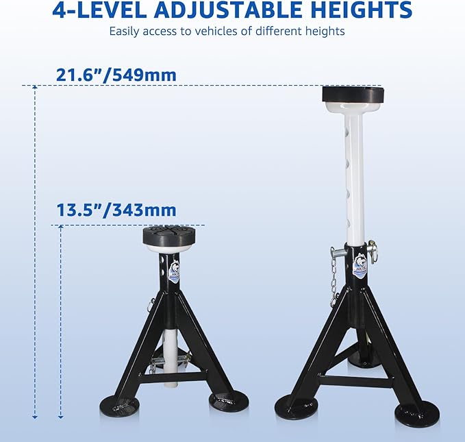 HKTE 4 Ton Heavy Duty Jack Stands, Security Locking Pins, 8,000 lbs Capacity, 2pack