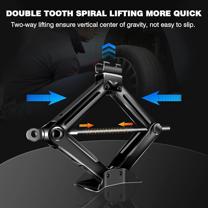 Scissor Jack Car Jack Car Scissor Jack with Hand Crank Portable Repair Tool- 2 Ton/ 4.2-15 Inch(2 Pack)
