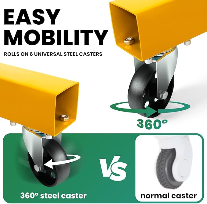 Engine Lift with Load Leveler,2T Heavy Duty Alloy Steel Folding Cherry Picker Engine Lift,Cherry Picker Workshop Crane,8Ton Hydraulic Engine Crane,Engine Lift for Workshop Warehouse Garage (Yellow)