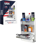 Pit Posse 458 Jr Work Station Storage Cabinet Shelf Rack Holder Caddy - Made in USA - Garage Enclosed Race Trailer Automotive Mechanics Shop Storage Organizer Aluminum (Silver)