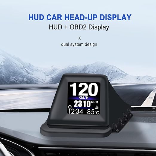KAOLALI Head Up Display for Car Digital Speedometer Display GPS+OBD2 Dual System Smart Gauge MPH Clock RPM Over Speed Alarm Odometer for All Vehicle