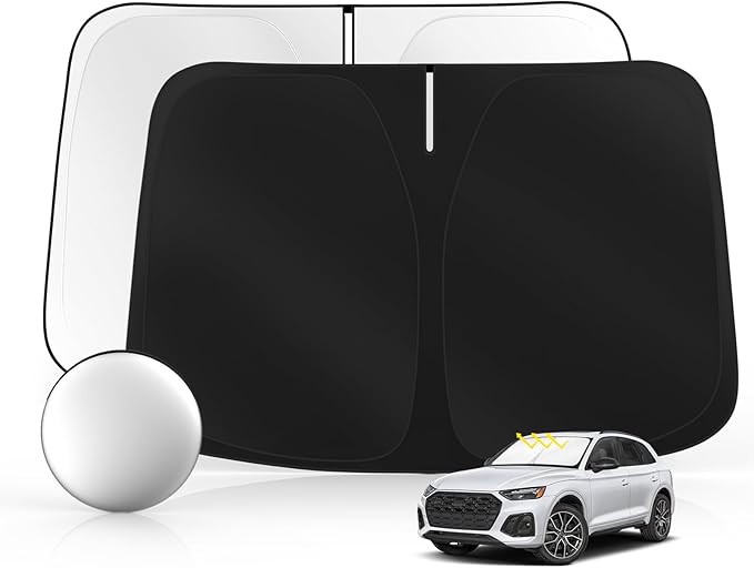 Windshield Sun Shade for Audi Q5 2018-2025 2026 Foldable Sunshade Custom Fit Front Window Car Interior Accessories Protector Blocks UV Rays