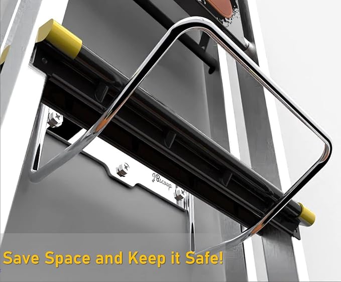 JBscoop 2 Ladder Hooks Wall Mount for Ladder Storage Strollers and Folding Chair, Heavy Duty Lader Holder Rust Proof SS304 (2)