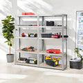 ERGOMASTER 5 Tiers Steel Shelves for Storage Heavy Duty Garage Organization Utility Shelf Rack for Books, Kitchenware and Tools Bolt-Free Assembly 72 x 16 x 72 inches (Set of 2,Silver)