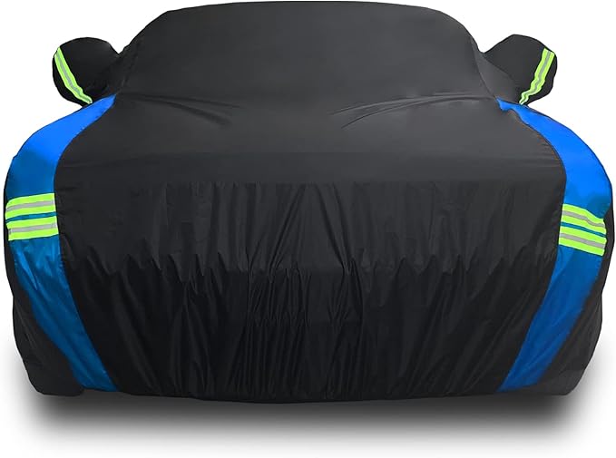 Avecrew Car Cover Waterproof All Weather for Dodge Challenger Automobiles, Outdoor Full Exterior Covers Fit 2008-2023 for Dodge Challenger with Windproof Strap