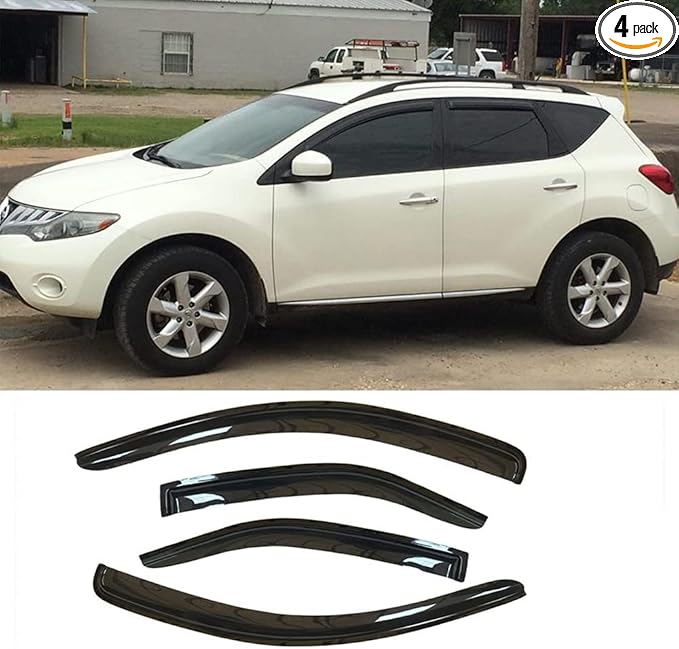 94077 Side Window Wind Vent Deflector,4pcs Outside Mount Style Nice Sun Rain Guards Set,Window Visor fit for 2009-2014 Nissan Murano