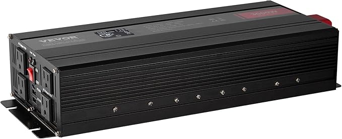 VEVOR Pure Sine Wave Inverter, 3000 Watt, DC 12V to AC 120V Power Inverter with 2 AC Outlets 2 USB Port 1 Type-C Port, LCD Display and Remote Controller for Large Home Appliances, CE FCC Certified