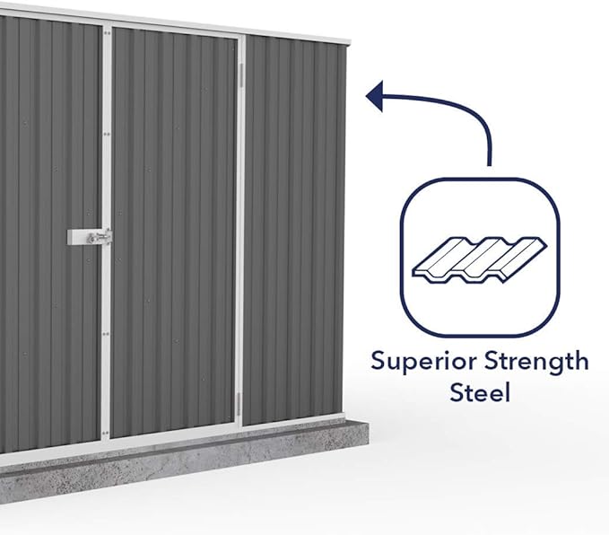 Premier Storage Sheds, 10'x7' Metal Garage, DIY Backyard Shed, Utility Tool Storage, Weather & Wind Resistant Aluminum Panels & Steel Frame, Maintenance-Free, 12 Year Warranty, Woodland Gray