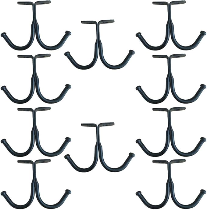 haowei Hanging Hooks from Ceiling, Set of 10 Under Shelf Hook, Robes, Coats, and Clothes in The Closet, Bathroom, Kitchen, and Garage (Black)