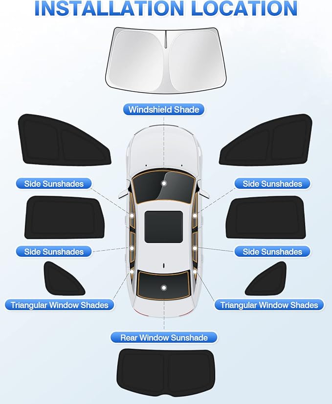 Sunshade for 2021-2025 2026 Acura MDX Accessories Windshield Sun Shade Side Rear Window Shade Cover Sun Visor Shield Privacy Protection Keep Vehicle Cool Black 8PCS