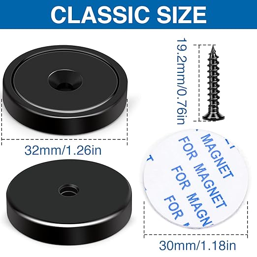 LOVIMAG Magnets,110lb+ Waterproof Super Strong Neodymium Magnet with Hole for Wall Mounting,Strong Rare Earth Cup Magnets with Heavy Duty Countersunk Hole and Screws for Tool Room,Workplace-Pack of 12