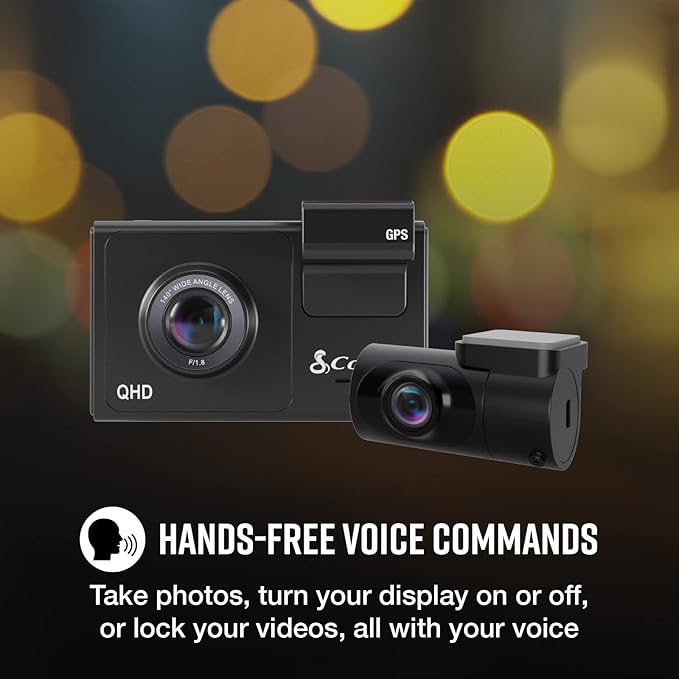 Cobra Smart Dash Cam + Rear Cam (SC 200D) – QHD+ 1600P Resolution, Built-in Wi-Fi & GPS, Voice Commands, Live Police Alerts, Incident Reports, Emergency Mayday, Drive Smarter App, 16GB SD Card Incl.