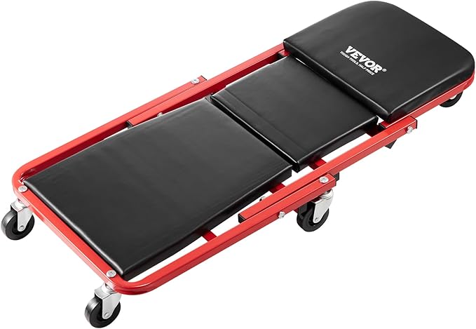 VEVOR Foldable Z Garage Creeper, 36 in, 300 lbs Load Capacity Rolling Folding Mechanic Creeper Stool, with 6 Wheels Tool Tray Padded Seat Steel Frame, Lay Down or Sit Chair for Garage Shop or Home