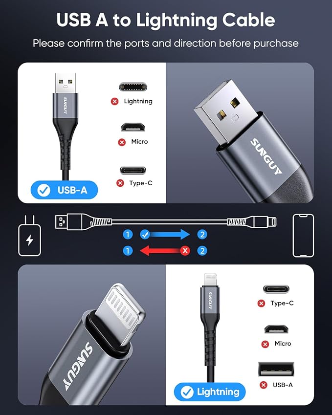 SUNGUY Coiled USB to Lightning Cable for Car, 2-Pack 3FT [MFi Certified] Retractable iPhone Charger Cable, Fast Charging CarPlay Cable for iPhone 14/13/12/11 Pro Max/XS MAX/XR/XS/iPad/iPod