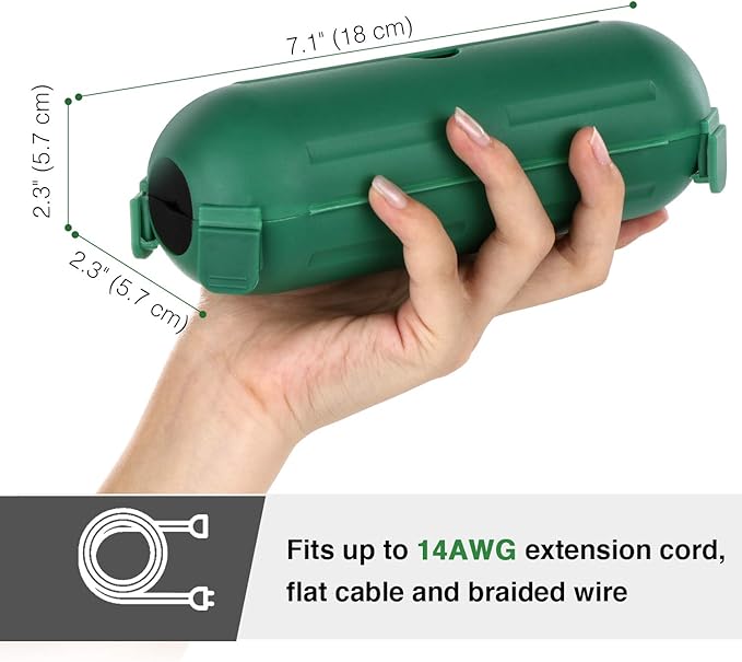 Flemoon [6 Pack] Outdoor Extension Cord Safety Cover with Waterproof Seal, Weatherproof Electrical Connection Box to Protect Outdoor Outlet, Plug, Socket, Christmas Holiday Decoration Light, Green