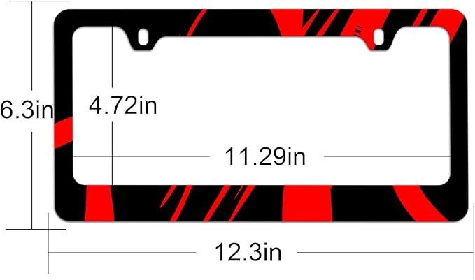 Stainless Steel Red Black License Plate Frame Red Metal License Plate Frame Car Tag Frame Holder Cover Front Rear Car License Plate Covers for Men Women 12.3" X 6.3"