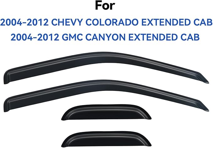Window Visors Rain Guards Shield for 2004-2012 Chevy Colorado/GMC Canyon Extended Cab, Out-Channel Window Vent Wind Deflectors Visors Shades for 04 05 06 07 08 09 10 11 12 Colorado/Canyon
