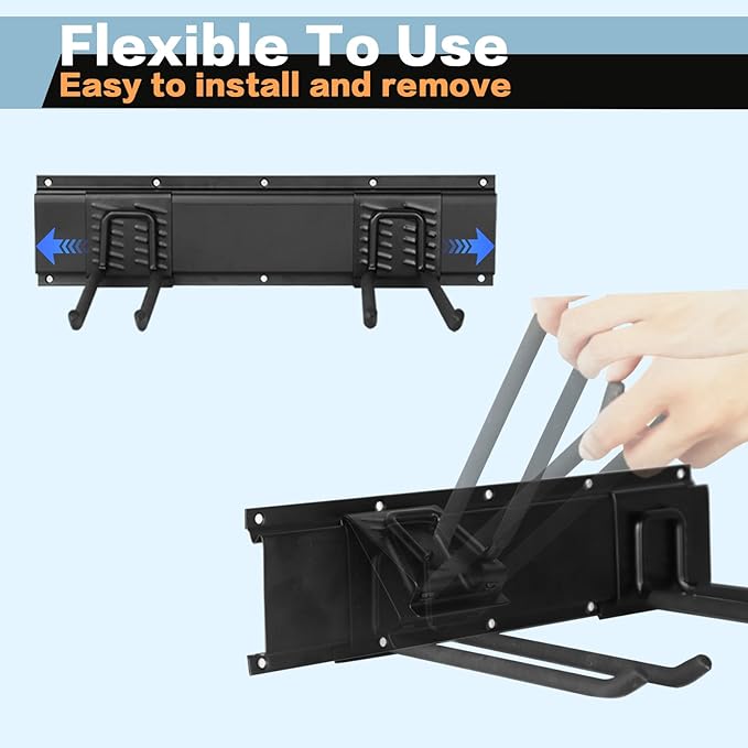 Garage Tool Organizer Wall Mount 48in- 6 Heavy Duty Hooks,360lbs Capacity, Garage Organization & Storage Rack for Broom, Rake & Snow Equipment - Tool Organizer & Men’s Gift Choice