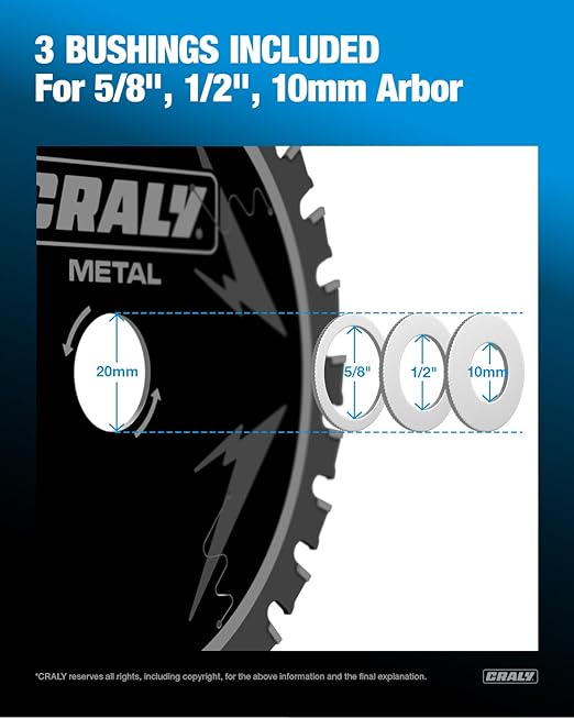 CRALY 5-3/8 Inch 30 Teeth Steel and Ferrous Metal Cutting Circular Saw Blade, 20 mm Arbor, Thin Kerf, Professional Carbide Tipped Blade for Angle Iron, Threaded Rod, EMT Conduit(C0530MC)