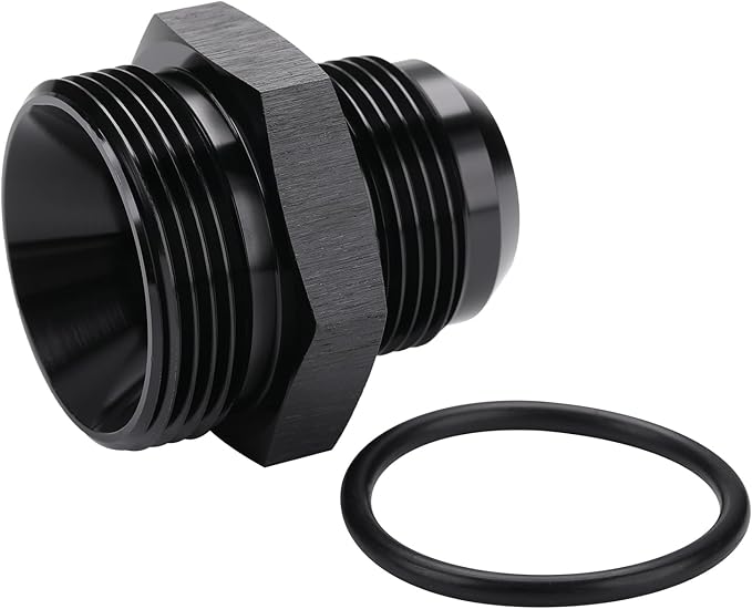 16AN Male Flare to 20AN ORB O-ring Boss Fuel Pump Rail Adapter Fitting Aluminum Black