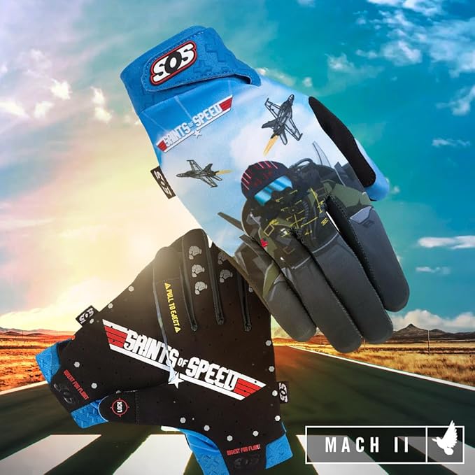 Saints of Speed Dirt Bike Gloves – Motocross, Mountain Bike, Motorcycle, BMX, Jetski, Sim, Karting, Airsoft, Paintball, Driving & Racing Bike Gloves + Phone & Touch Screen Capable
