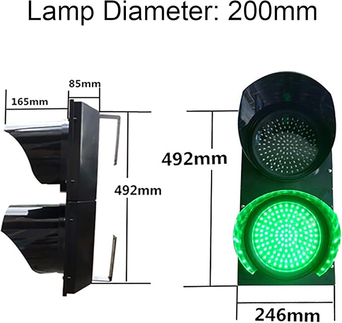 WilkSxyc Red/Green Traffic Stop Light, LED Traffic Light Lamp with Remote Control, 200mm/300mm Diameter Lens, Dock Bay Indicator Warning Light, Industrial LED Traffic Stop Light ( Color : 200mm/8in ,