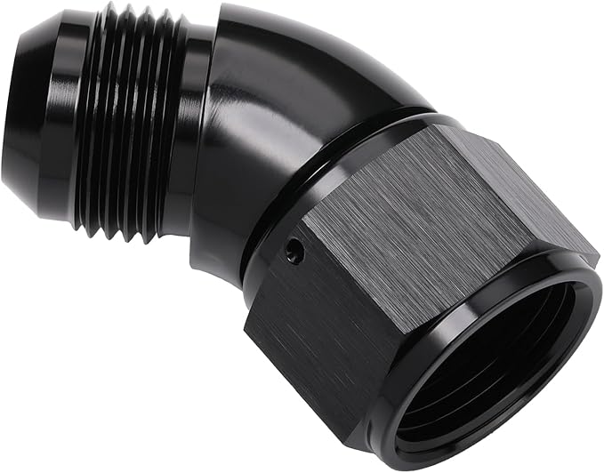 45 Degree 16AN Male to 16AN Female Swivel Full Flow Fitting Adapter Coupler Aluminum Black